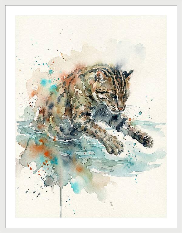 Fishing Cat In Watercolor