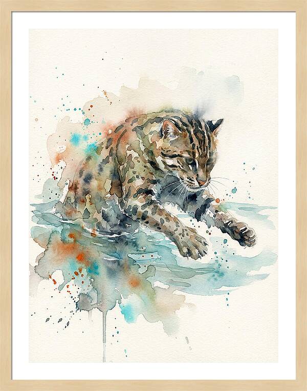 Fishing Cat In Watercolor