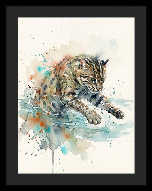 Fishing Cat In Watercolor
