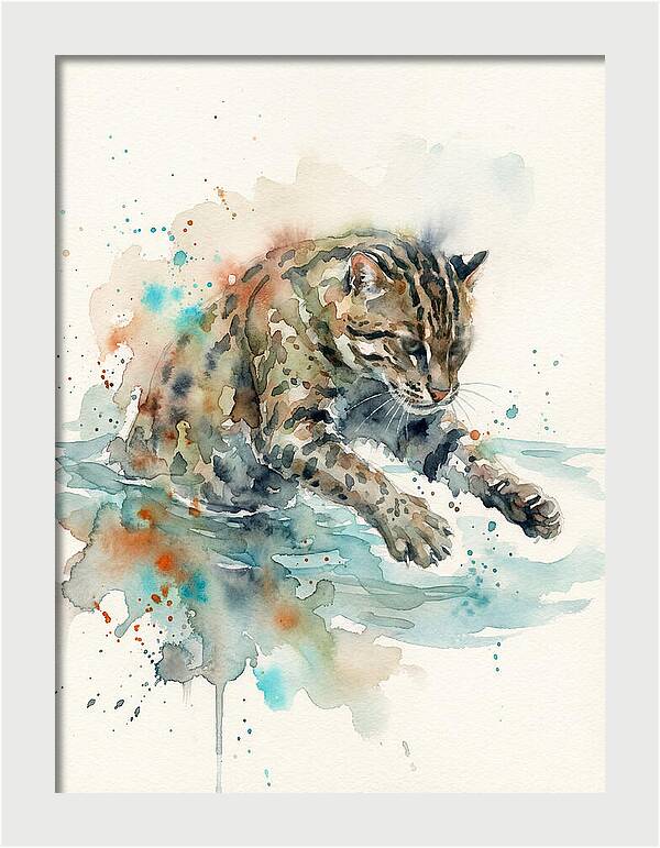 Fishing Cat In Watercolor