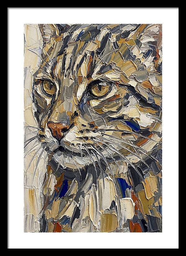 Fishing Cat Portrait In Palette Knife Style