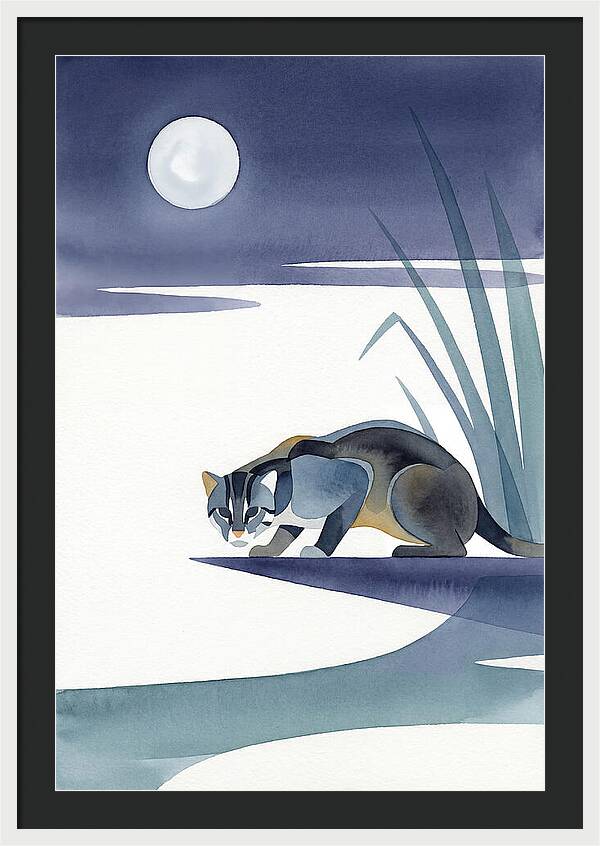 Fishing Cat Under Moonlight