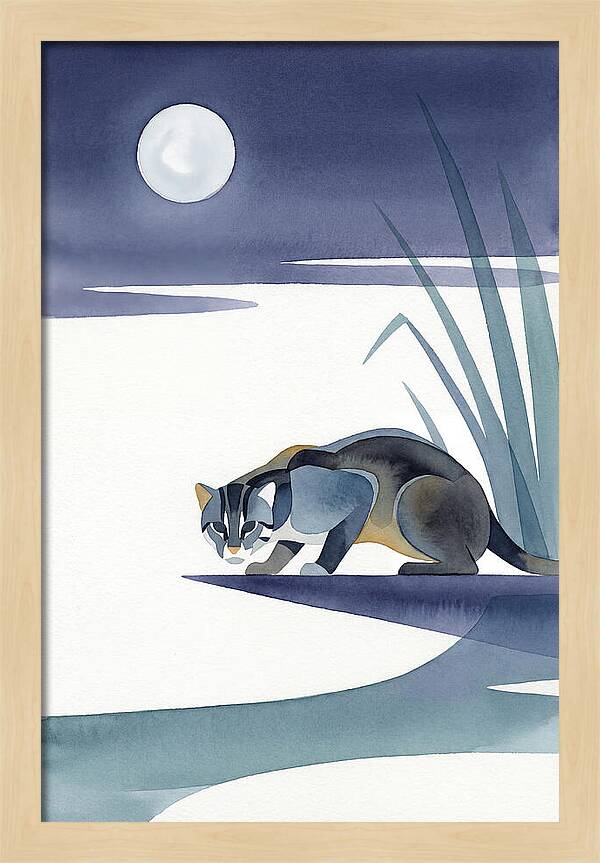Fishing Cat Under Moonlight