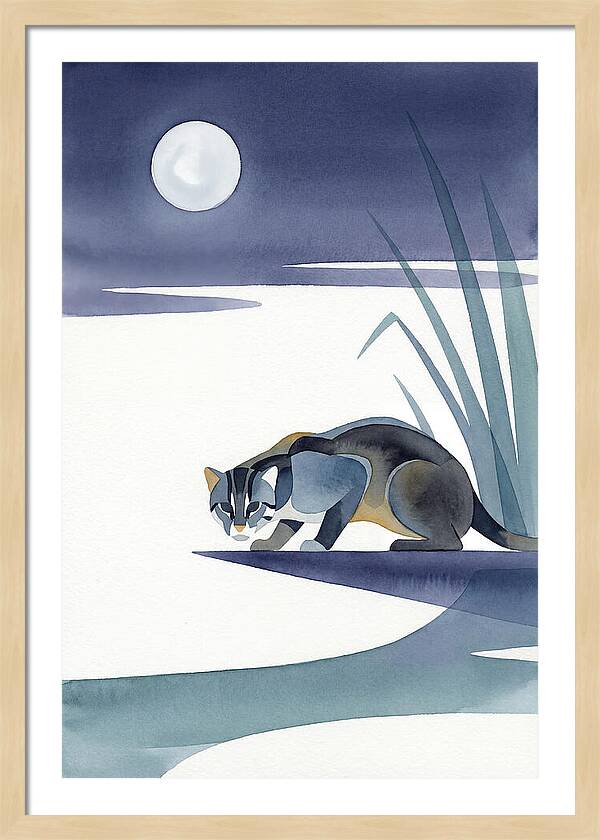 Fishing Cat Under Moonlight