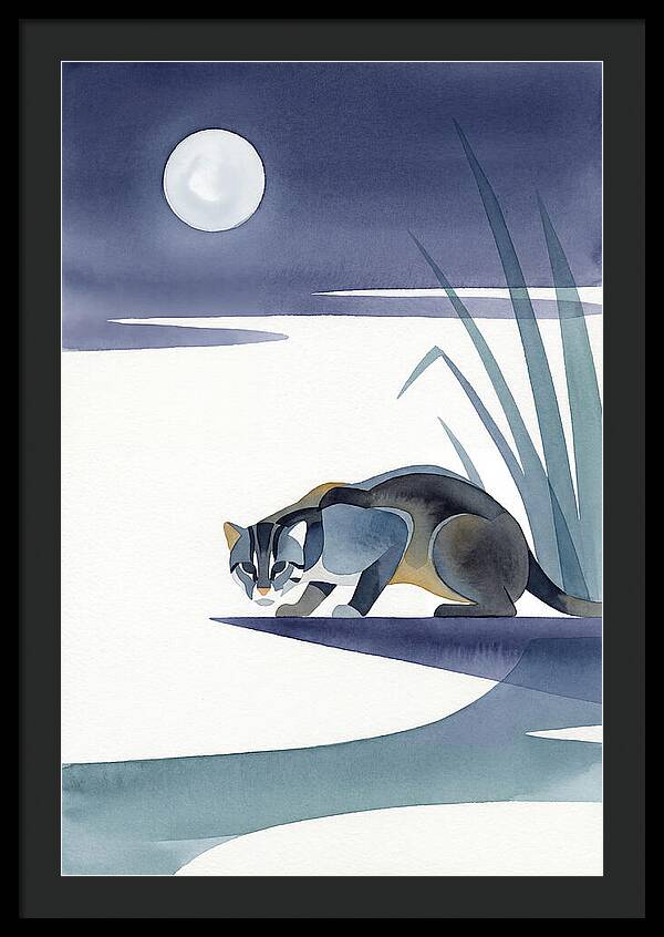 Fishing Cat Under Moonlight