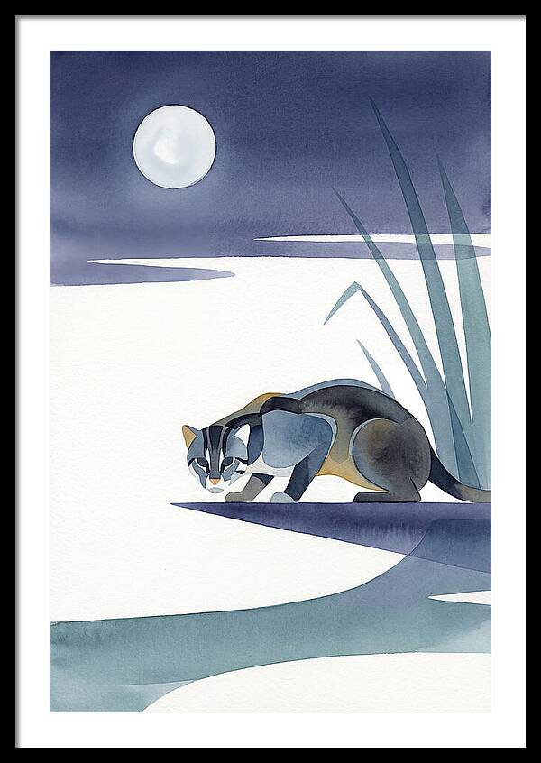Fishing Cat Under Moonlight