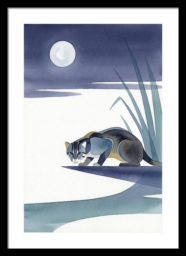 Fishing Cat Under Moonlight