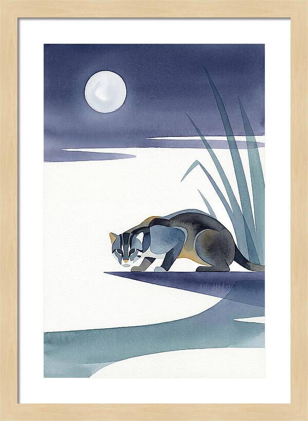 Fishing Cat Under Moonlight