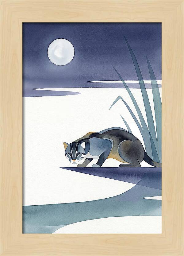 Fishing Cat Under Moonlight