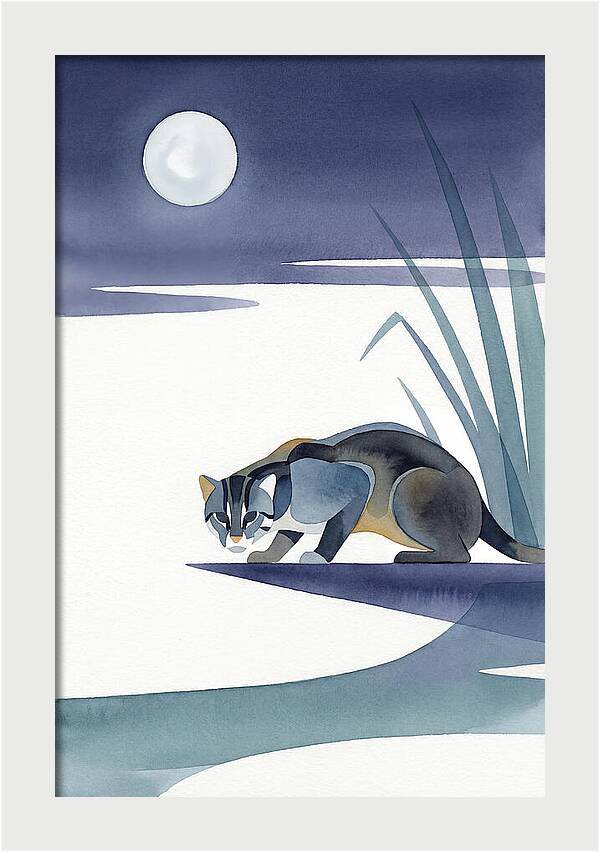 Fishing Cat Under Moonlight