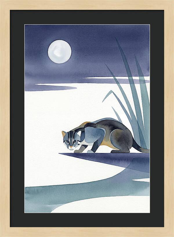 Fishing Cat Under Moonlight