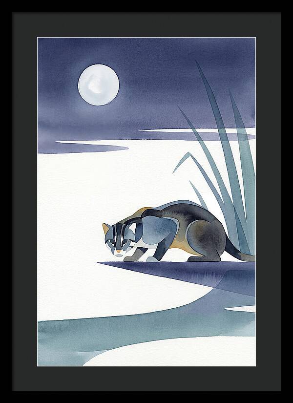 Fishing Cat Under Moonlight