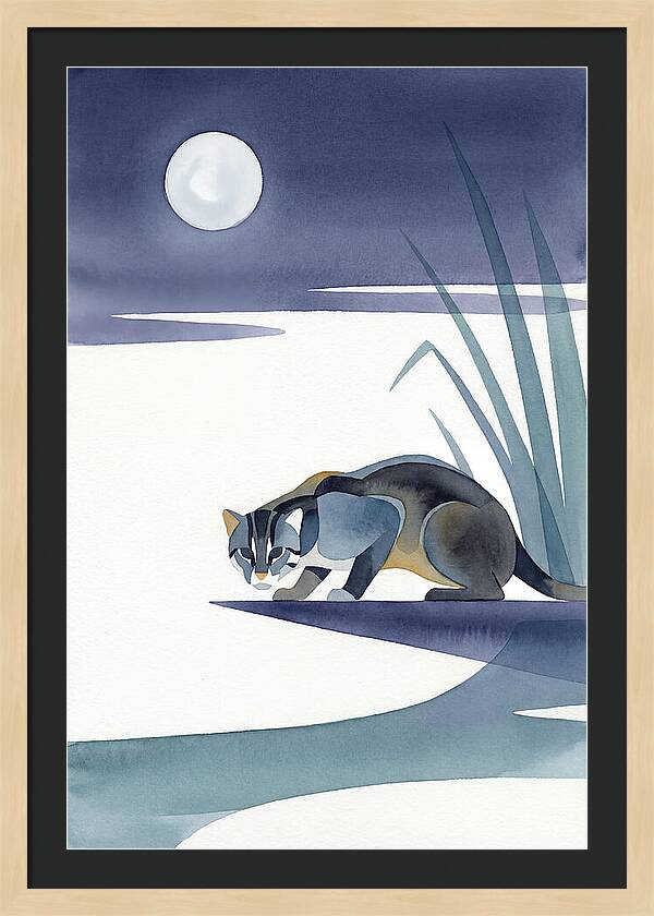 Fishing Cat Under Moonlight