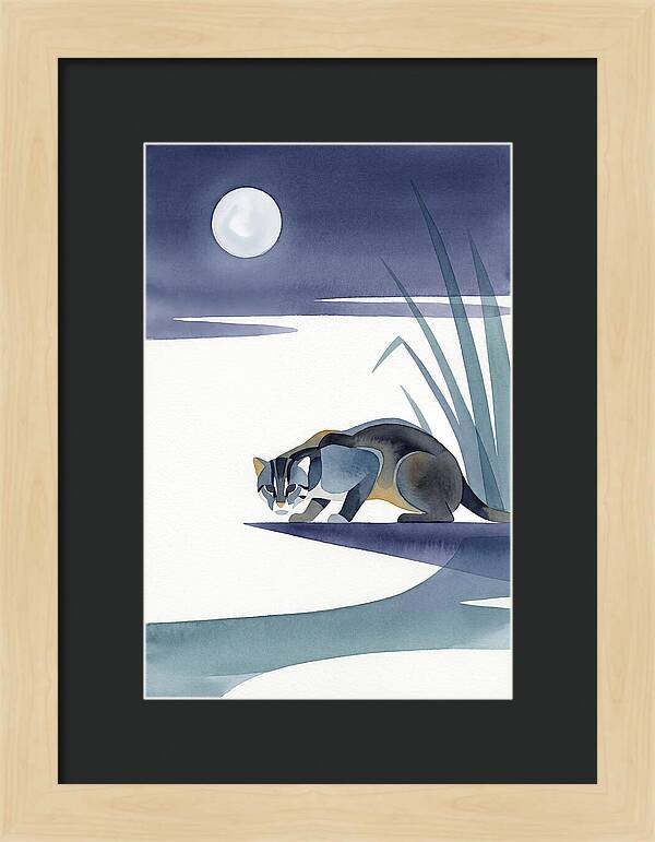 Fishing Cat Under Moonlight