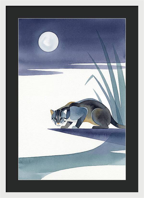 Fishing Cat Under Moonlight