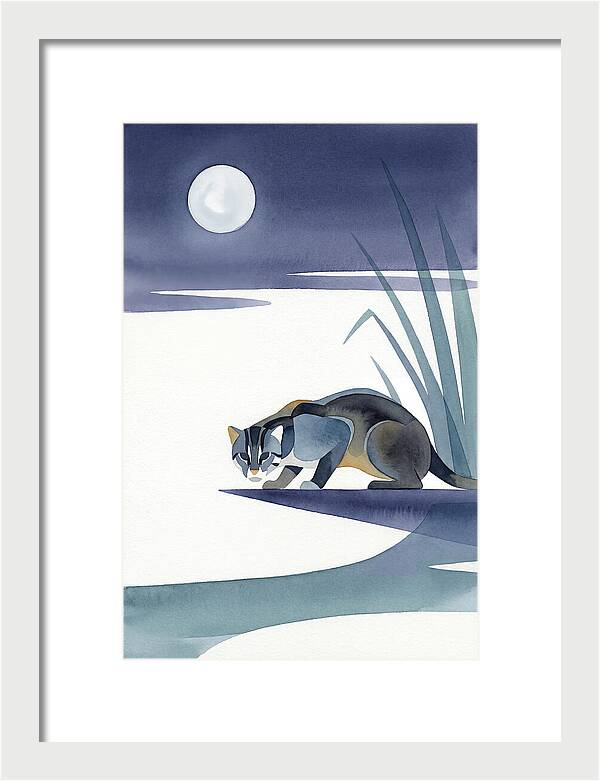 Fishing Cat Under Moonlight