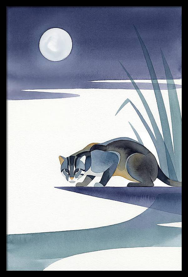 Fishing Cat Under Moonlight