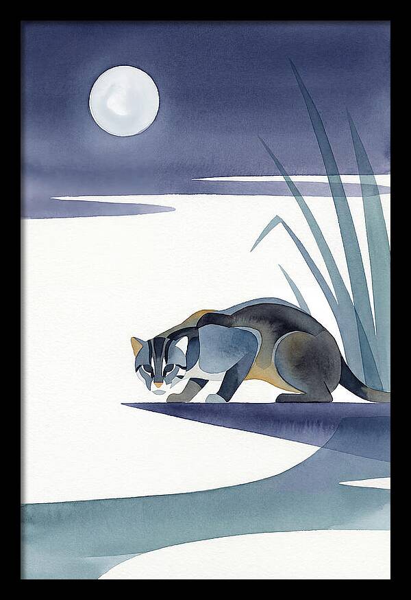 Fishing Cat Under Moonlight