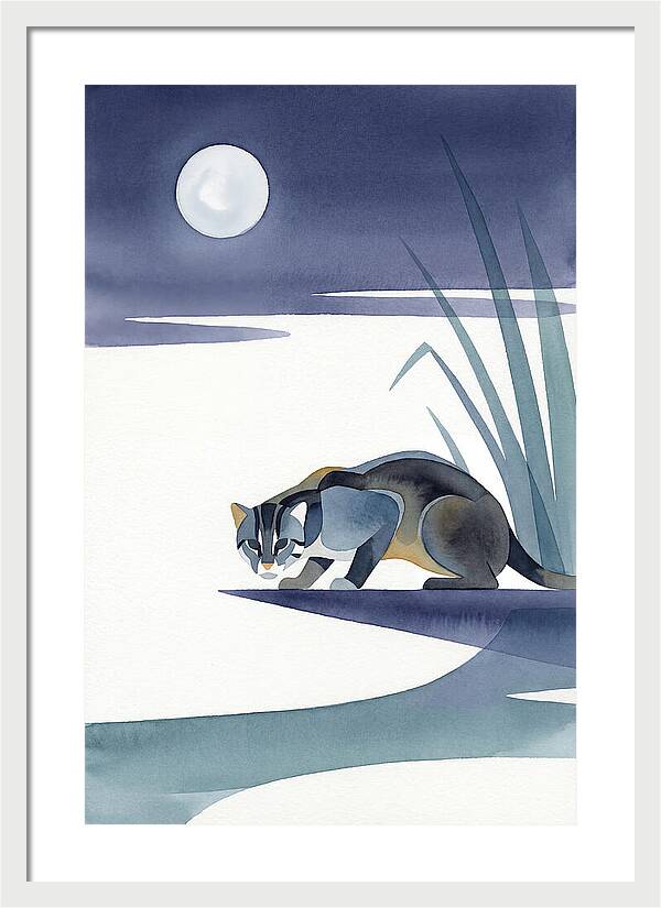 Fishing Cat Under Moonlight