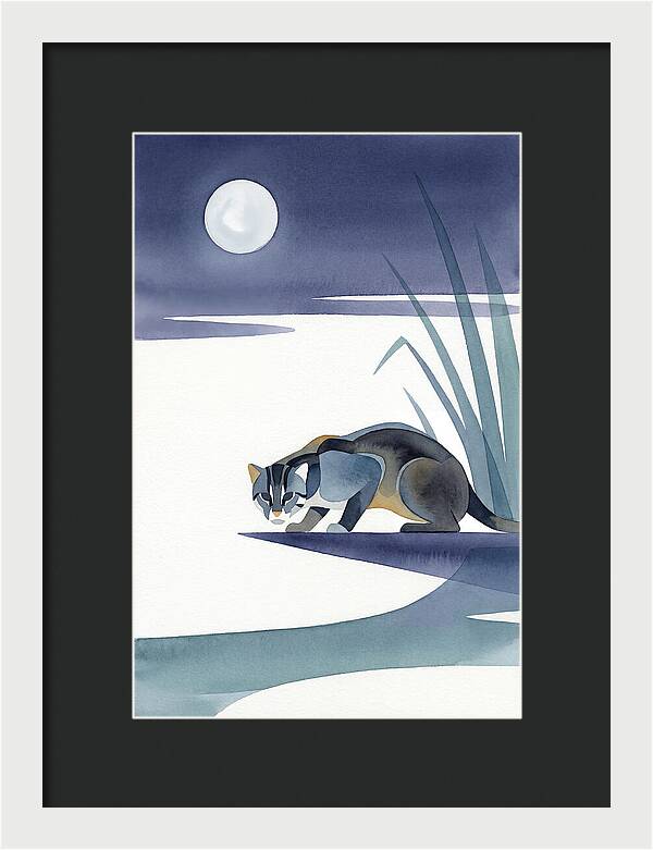 Fishing Cat Under Moonlight