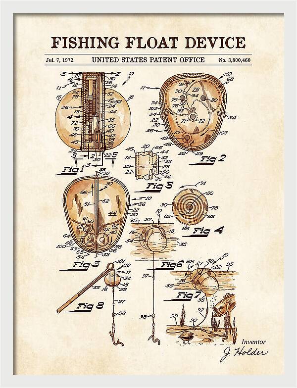 Fishing Float Device Watercolor Patent Us3800460a