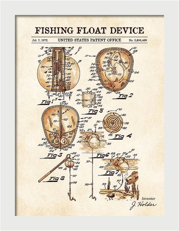 Fishing Float Device Watercolor Patent Us3800460a