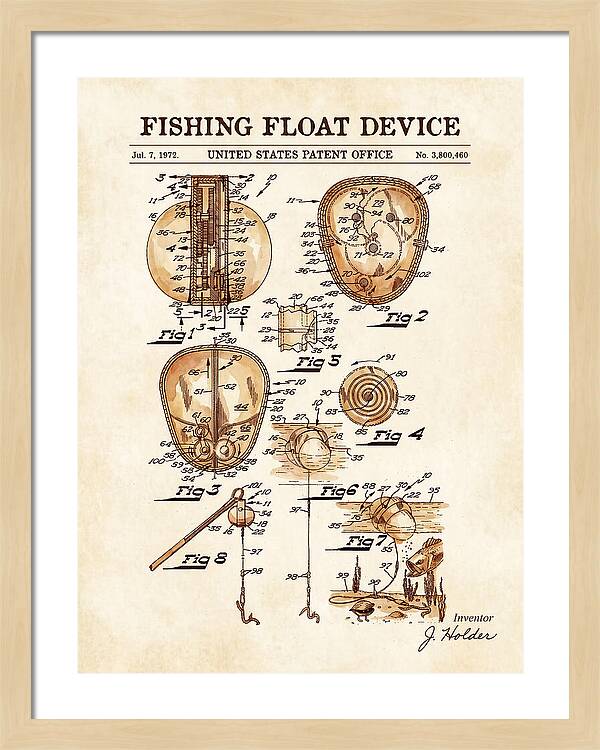 Fishing Float Device Watercolor Patent Us3800460a