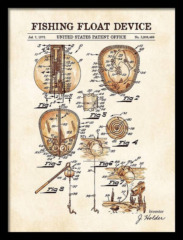 Fishing Float Device Watercolor Patent Us3800460a
