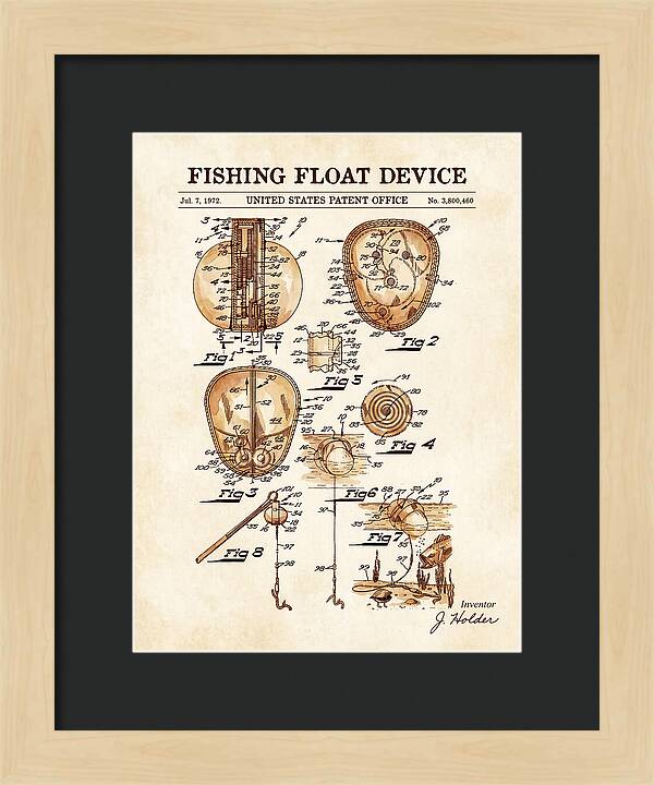 Fishing Float Device Watercolor Patent Us3800460a