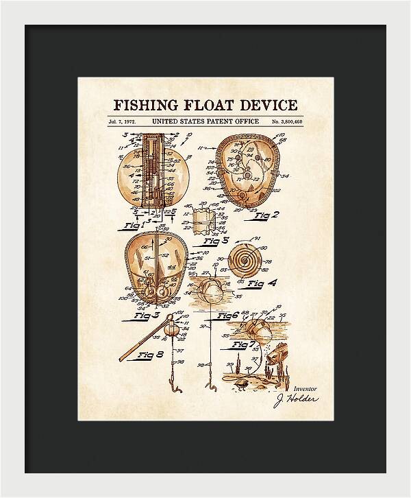 Fishing Float Device Watercolor Patent Us3800460a