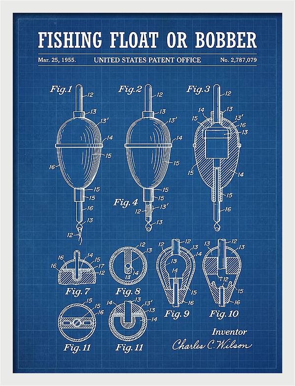 Fishing Float Or Bobber Blueprint Patent Us2787079a