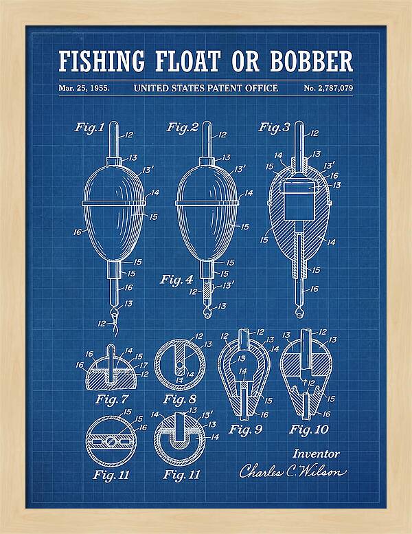 Fishing Float Or Bobber Blueprint Patent Us2787079a