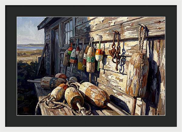 Fishing Floats On Weathered Wood