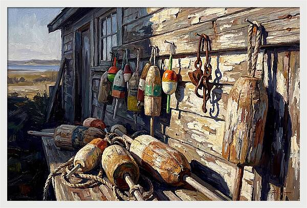 Fishing Floats On Weathered Wood