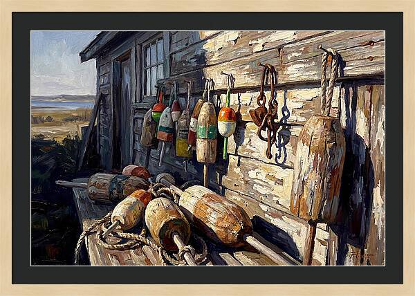 Fishing Floats On Weathered Wood