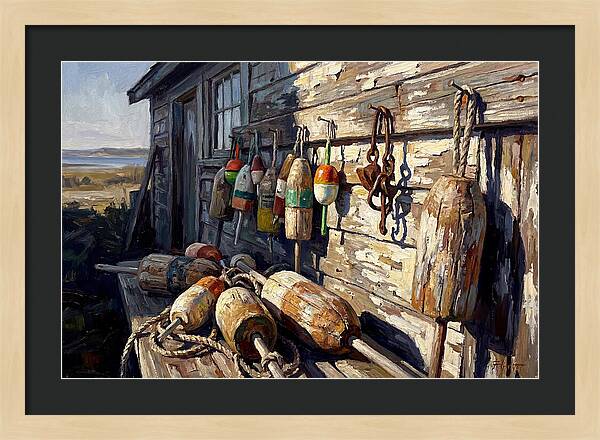 Fishing Floats On Weathered Wood