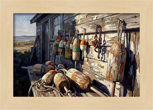 Fishing Floats On Weathered Wood