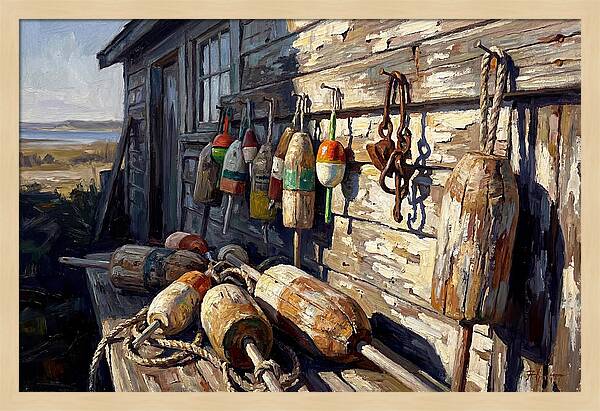 Fishing Floats On Weathered Wood