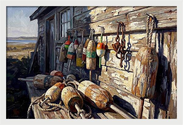 Fishing Floats On Weathered Wood