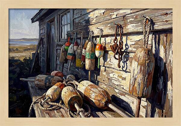 Fishing Floats On Weathered Wood