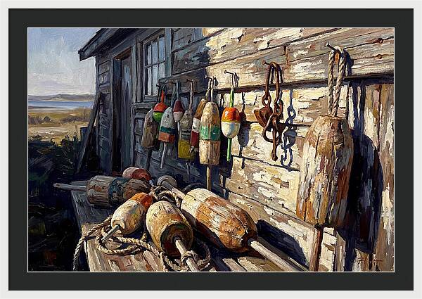 Fishing Floats On Weathered Wood