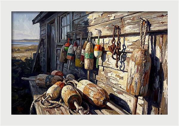 Fishing Floats On Weathered Wood