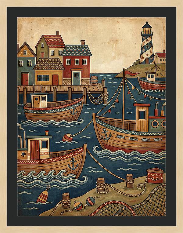 Fishing Harbor Scene