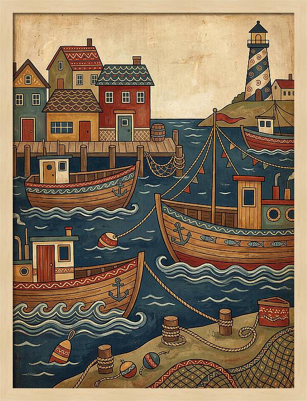 Fishing Harbor Scene