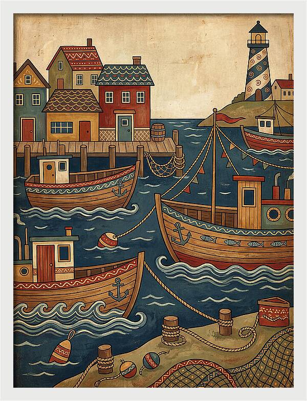 Fishing Harbor Scene