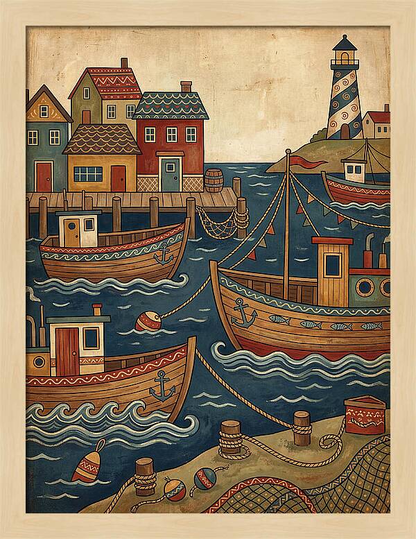 Fishing Harbor Scene