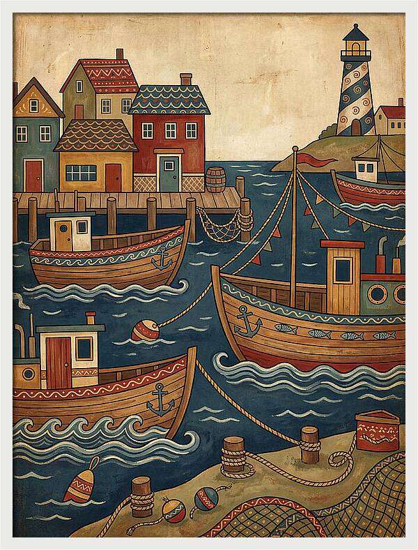 Fishing Harbor Scene