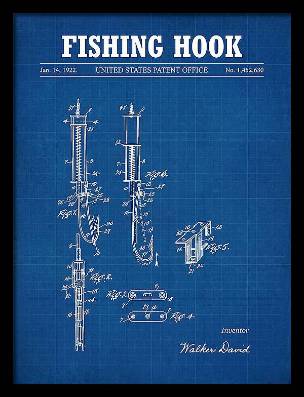 Fishing Hook Blueprint Patent Us1452630a