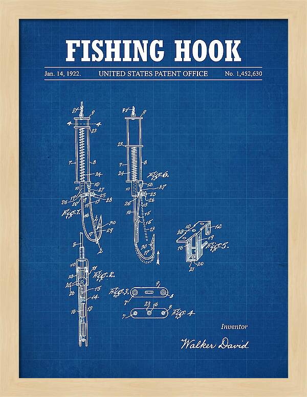 Fishing Hook Blueprint Patent Us1452630a