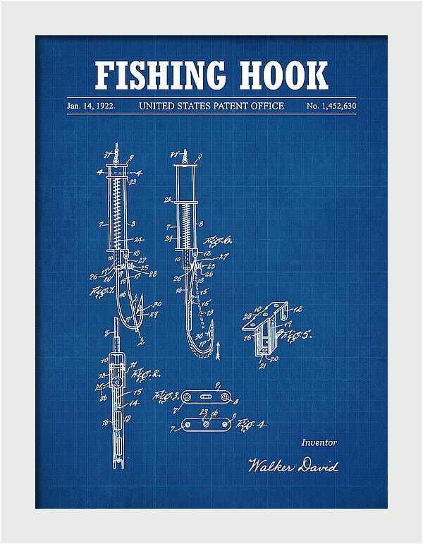 Fishing Hook Blueprint Patent Us1452630a